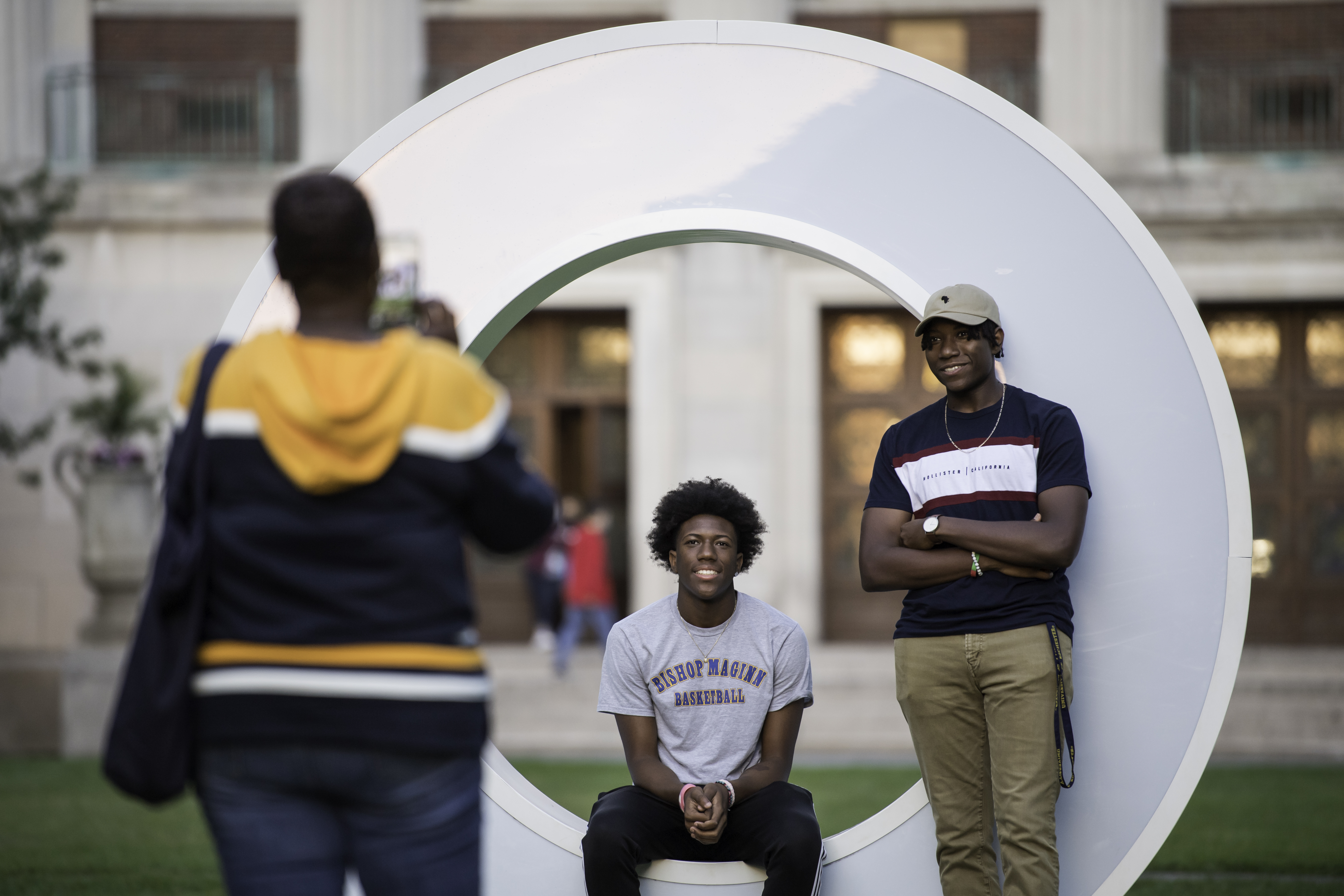 Family photo on campus