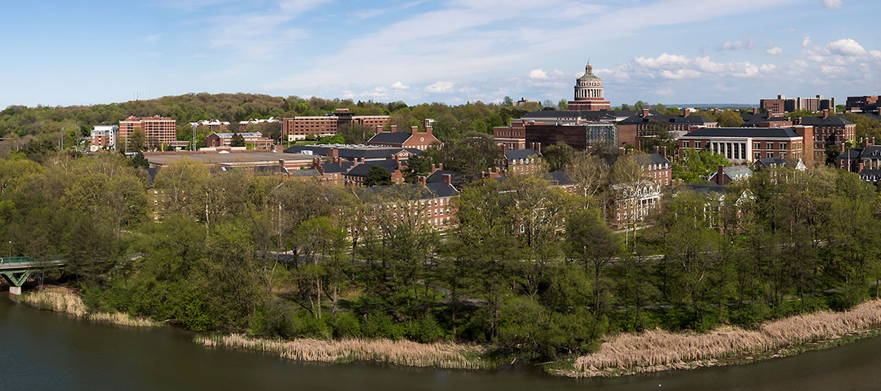 An aerial view of River Campus