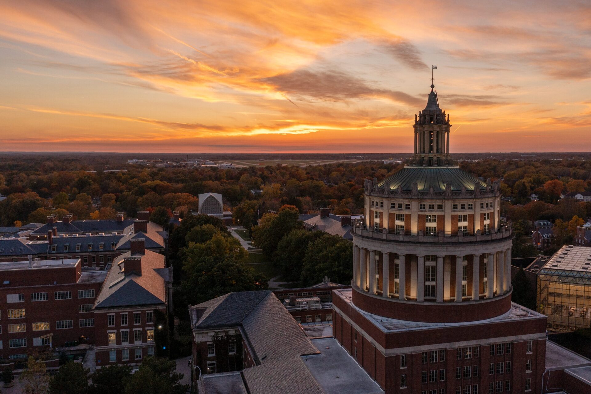 University of Rochester bird eye's view focusing on the library