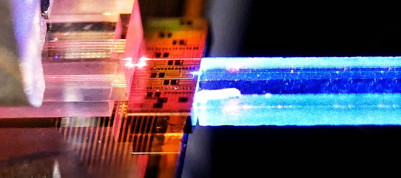 Close-up of the technology that makes the Rochester Quantum Network possible.